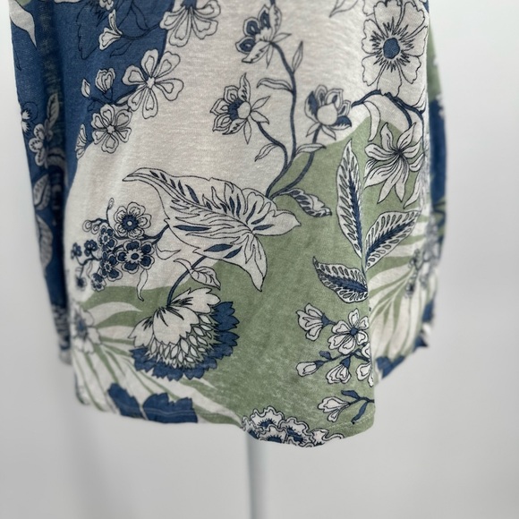 H by Halston 100% Linen Cap Sleeve Floral Shirt XL - Picture 6 of 9